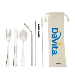 Perka® Castellana 6-Piece Steel Straw & Utensil Set